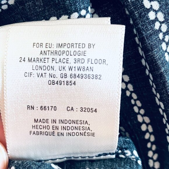 Anthropologie Maeve Calia black & white tunic top Womens 2 petite feminine flowy - Picture 13 of 13